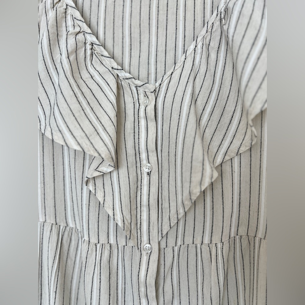 Striped V-Neck Ruffle Dress - Picture 7 of 10